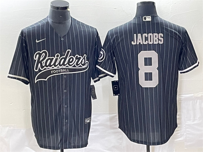 Las Vegas Raiders #8 Josh Jacobs Black Cool Base Stitched Jersey - Zenithce
