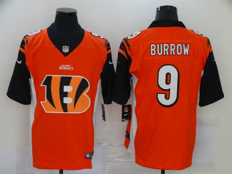 Cincinnati Bengals Orange #9 Joe Burrow Team Big Logo Limited Stitched Jersey - Zenithce