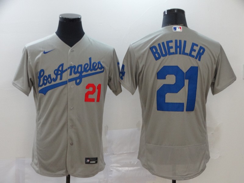 Los Angeles Dodgers #21 Walker Buehler Grey Flex Base Stitched Jersey - Zenithce