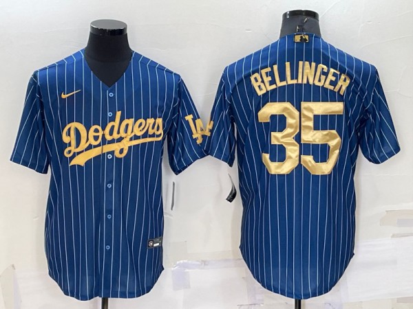 Los Angeles Dodgers #35 Cody Bellinger Navy Gold Cool Base Stitched Baseball Jersey - Zenithce