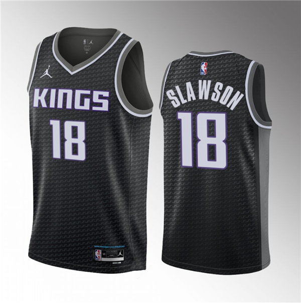 Sacramento Kings #18 Jalen Slawson Black 2023 Draft Statement Edition Stitched Jersey - Zenithce