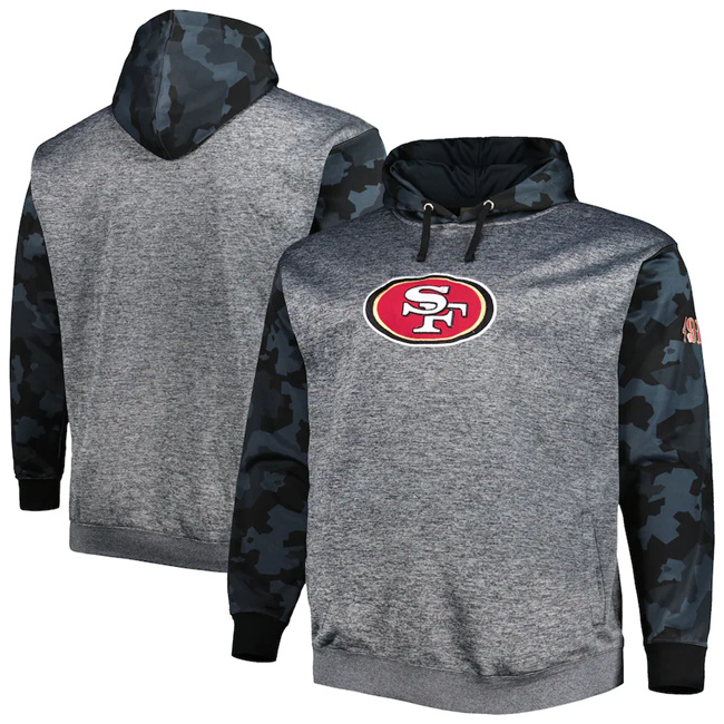 San Francisco 49ers Heather Charcoal Big Tall Camo Pullover Hoodie - Zenithce