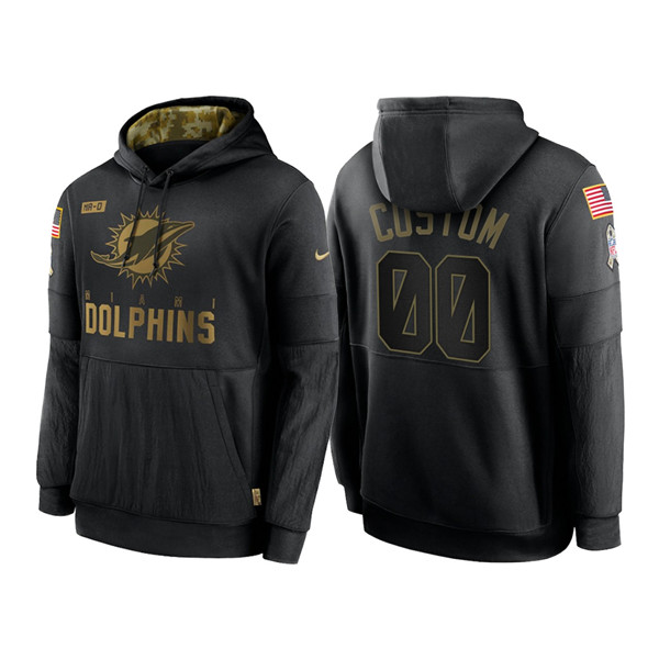 Miami Dolphins Customized 2020 Black Salute To Service Sideline Performance Pullover NFL Hoodie - Zenithce