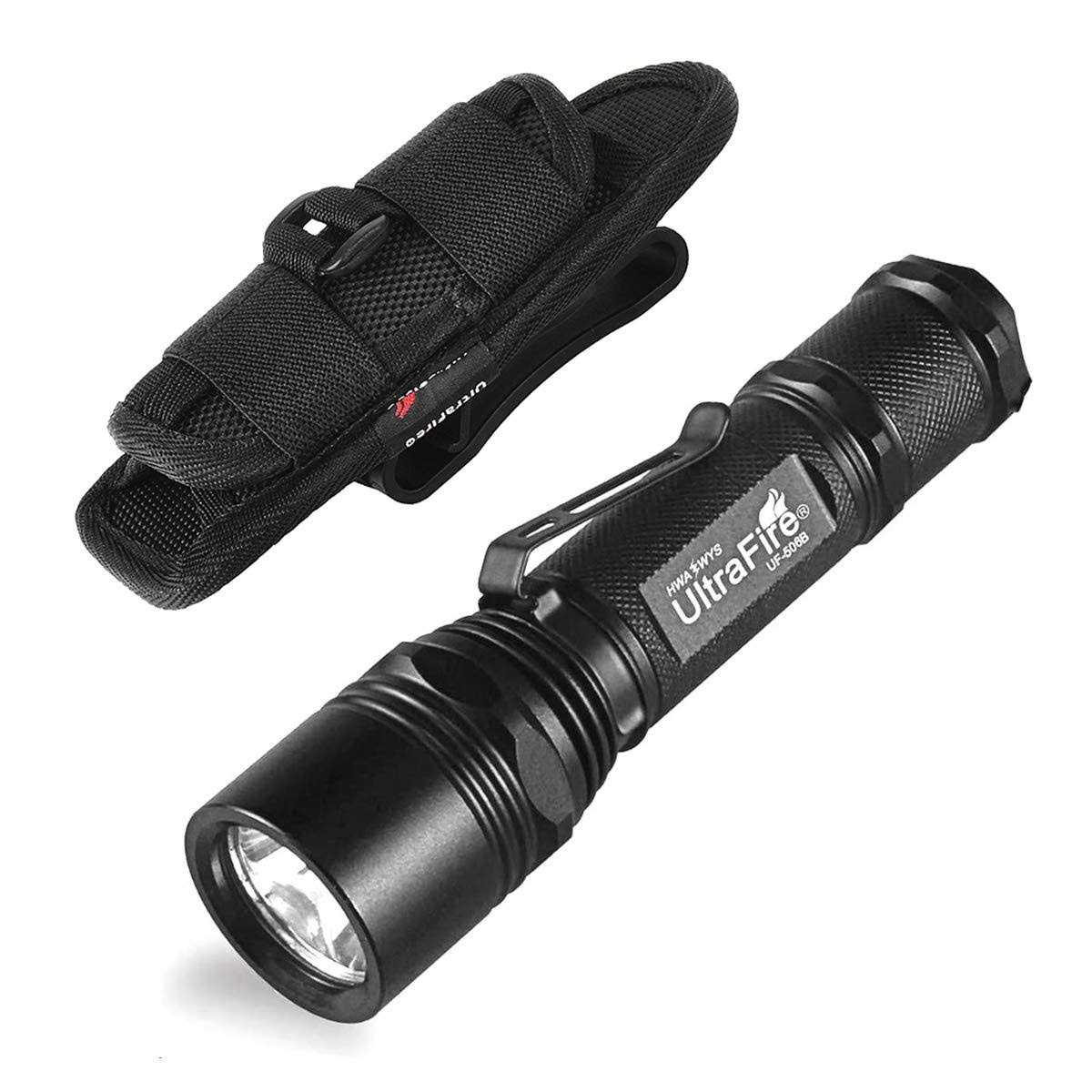 UltraFire WF-502B Single Mode Flashlight with Holster,1000 Mini Tactical LED Flashlight Duty Belt Holster - Zenithce
