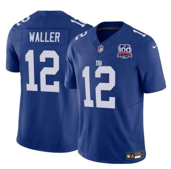 New York Giants #12 Darren Waller Blue 2024 F.U.S.E. 100TH Season Patch Vapor Untouchable Limited Stitched Jersey - Zenithce
