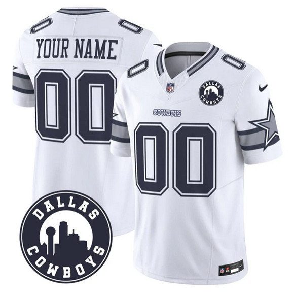 Dallas Cowboys Custom White 2025 F.U.S.E Dallas City Patch Vapor Untouchable Limited Stitched Game Jersey - Zenithce