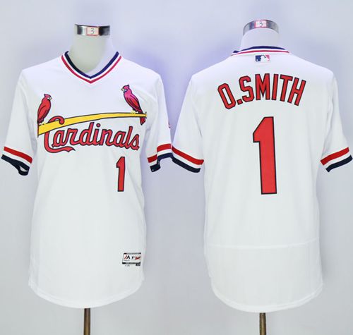 Cardinals #1 Ozzie Smith White Flexbase Authentic Collection Cooperstown Stitched Jersey - Zenithce