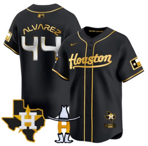 Houston Astros #44 Yordan Alvarez Black Gold With Patch Cool Base Stitched Jersey - Zenithce