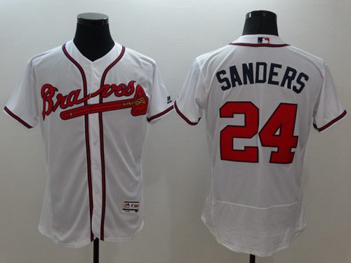 Braves #24 Deion Sanders White Flexbase Authentic Collection Stitched Jersey - Zenithce
