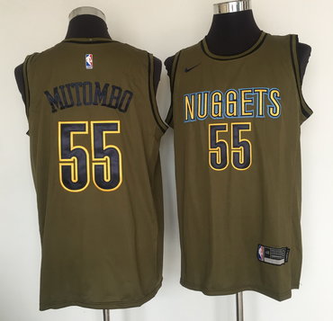 Denver Nuggets #55 Dikembe Mutombo Olive Swingman Jersey - Zenithce