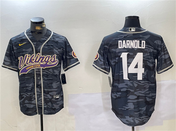 Minnesota Vikings #14 Sam Darnold Gray Camo Cool Base Stitched Jersey - Zenithce