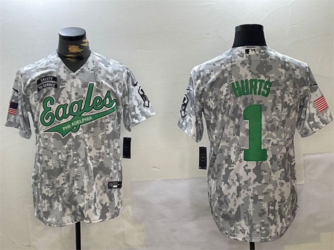 Philadelphia Eagles #1 Jalen Hurts 2024 Arctic Camo Salute To Service Stitched Jersey - Zenithce