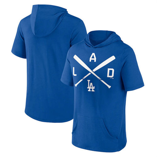 Los Angeles Dodgers Blue Short Sleeve Pullover Hoodie - Zenithce