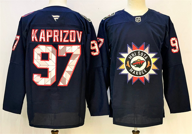 Minnesota Wild #97 Kirill Kaprizov Navy 2024-25 Stitched Jersey - Zenithce