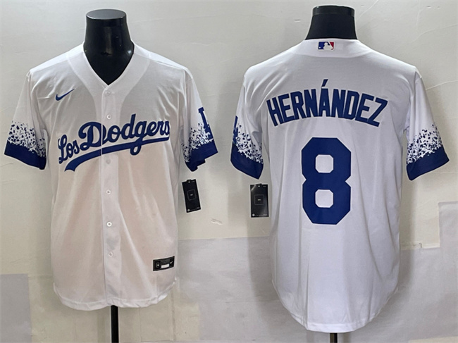 Los Angeles Dodgers #8 Enrique Hernández White City Connect Cool Base Stitched Jersey - Zenithce