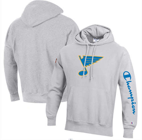 St. Louis Blues Gray Heathered Reverse Weave Pullover Hoodie - Zenithce