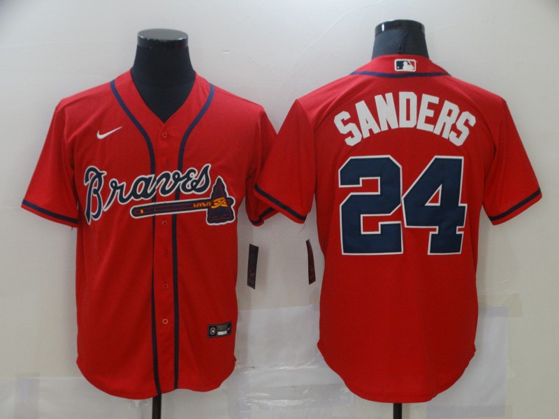 Atlanta Braves #24 Deion Sanders Red Stitched Jersey - Zenithce