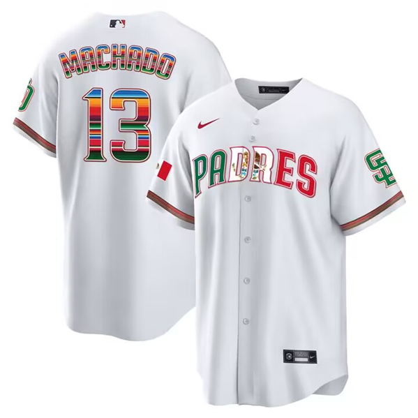 San Diego Padres #13 Manny Machado Mexico White Cool Base Stitched Jersey - Zenithce