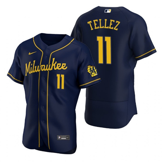 Milwaukee Brewers #11 Rowdy Tellez Navy Flex Base Stitched Jersey - Zenithce