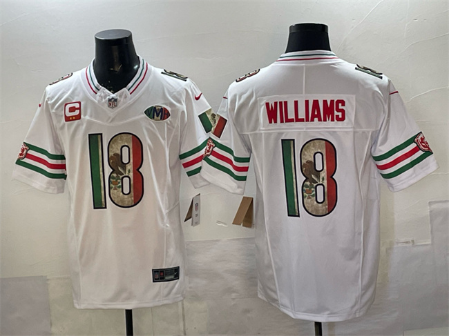 Chicago Bears #18 Caleb Williams White Mexico F.U.S.E. With 2-star C Patch And VMH Patch Throwback Stitched Jersey - Zenithce