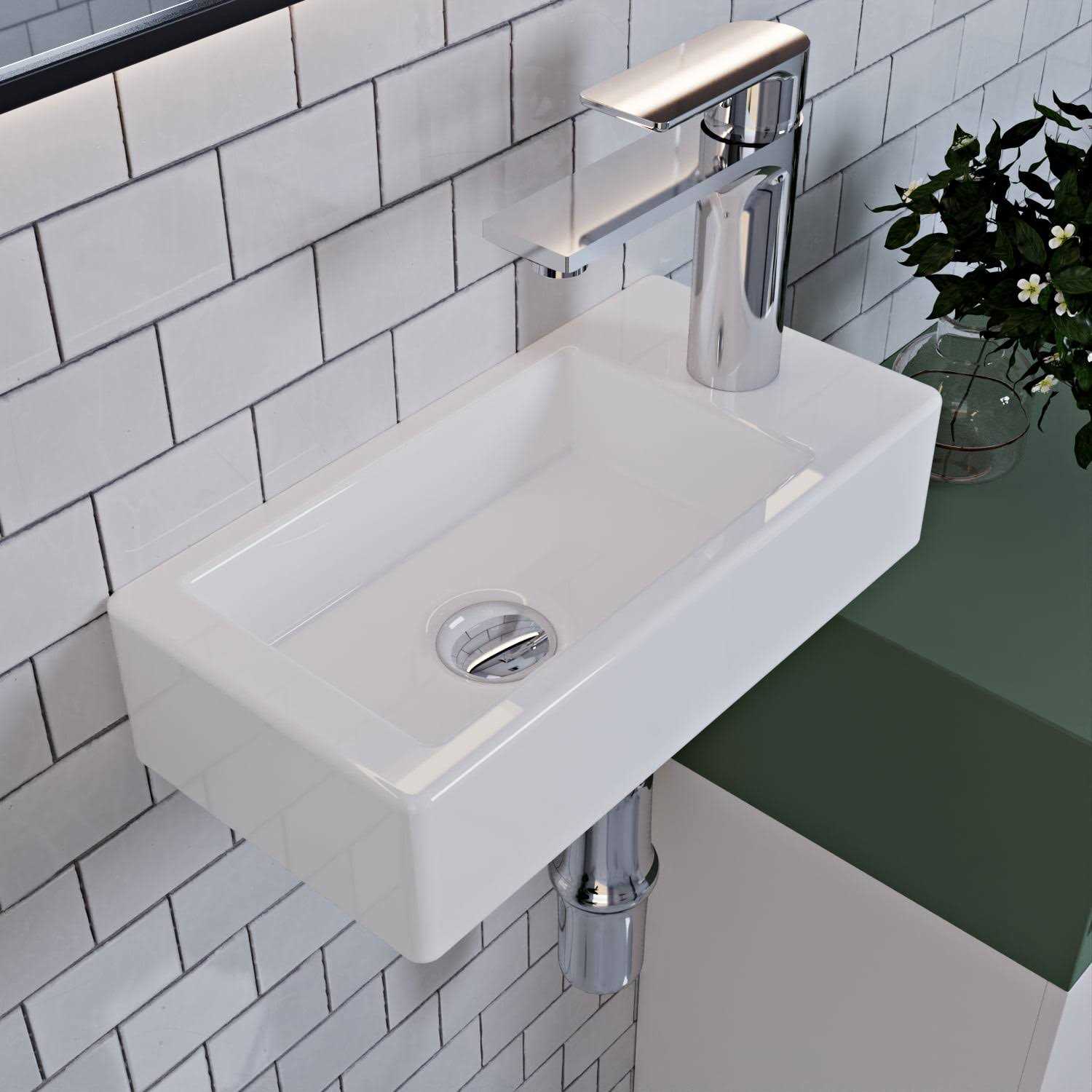 DeerValley Ally 12” White Ceramic Rectangular Vessel Bathroom Sink - Zenithce