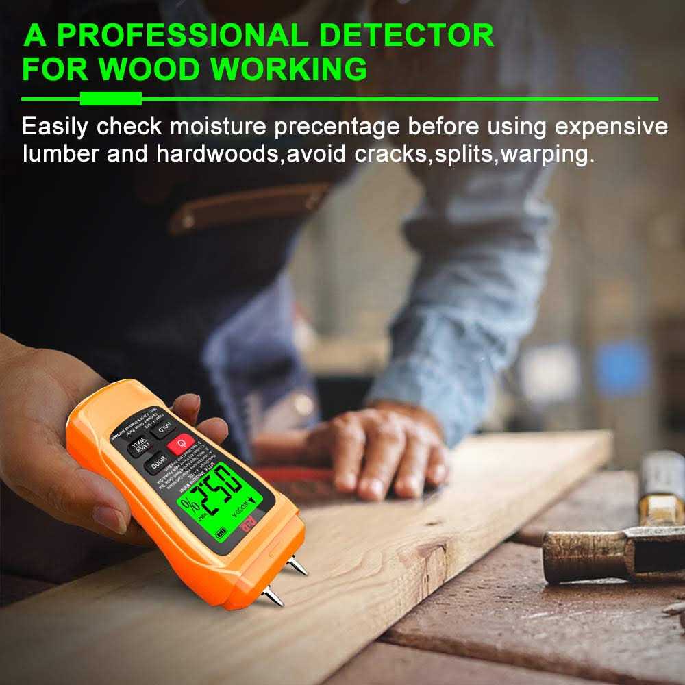 RDINSCOS Pinless Wood Moisture Meters Water Leak Detector for Lumber Concrete Building -wall Moisture Sensor Digital Humidity Tester for Firewood - Zenithce