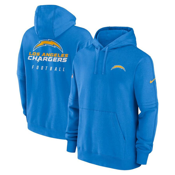 Los Angeles Chargers Light Blue Sideline Club Fleece Pullover Hoodie - Zenithce