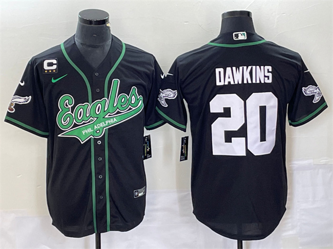 Philadelphia Eagles #20 Brian Dawkins Black With C Patch Cool Base Stitched Jersey - Zenithce