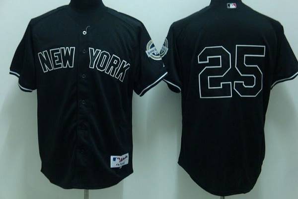 Yankees #25 Mark Teixeira Stitched Black Jersey - Zenithce