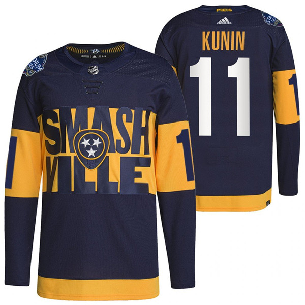 Nashville Predators #11 Luke Kunin 2022 Navy Stadium Series Breakaway Player Stitched Jersey - Zenithce