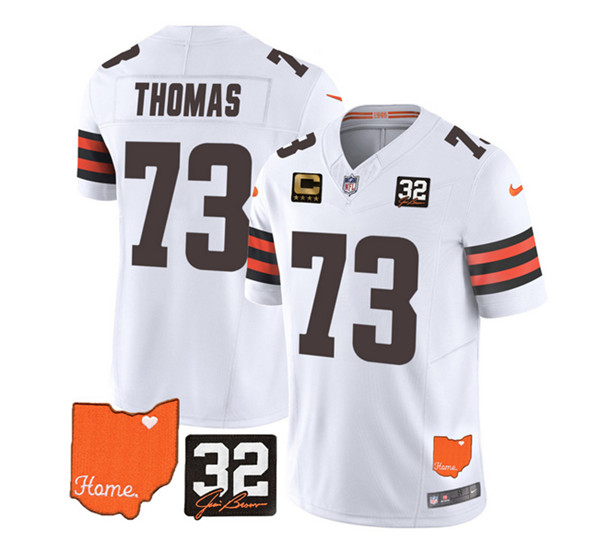 Cleveland Browns #73 Joe Thomas White 2023 F.U.S.E. With Jim Brown Memorial Patch And 4-Star C Patch Vapor Untouchable Limited Stitched Jersey - Zenithce