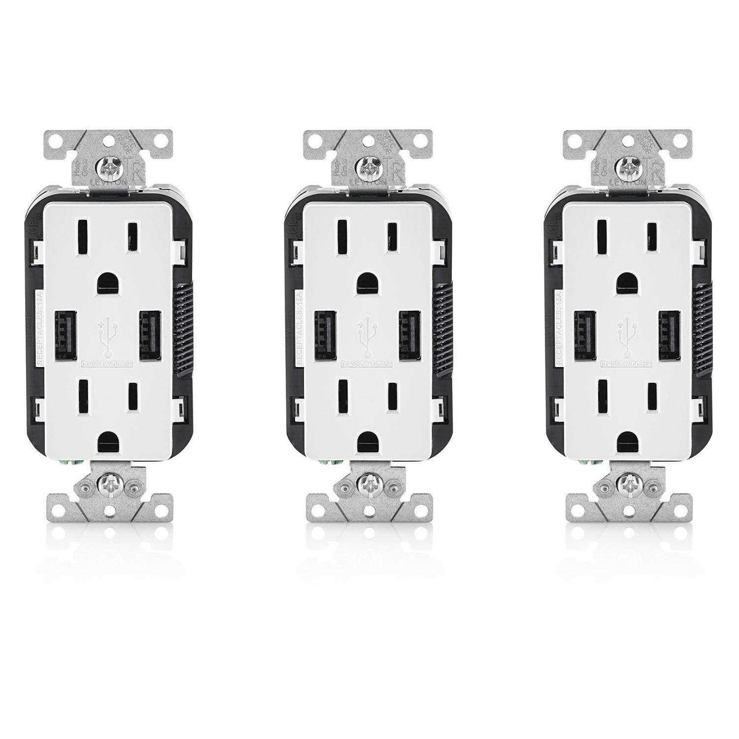 Leviton T5632-W USB Charger/Tamper-Resistant Duplex Receptacle - Zenithce