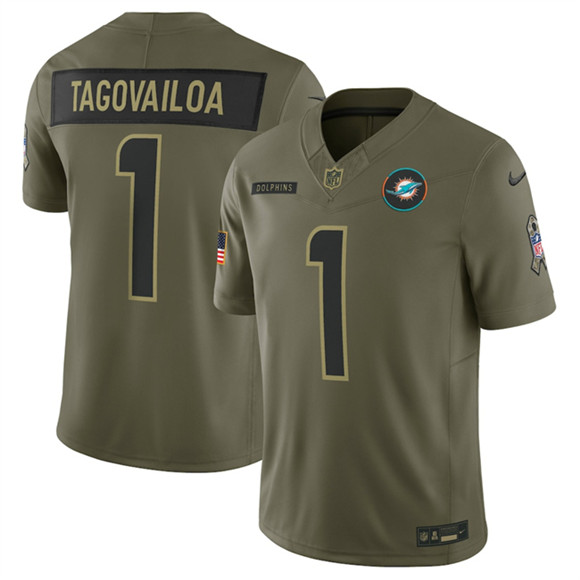 Miami Dolphins #1 Tua Tagovailo Olive 2025 F.U.S.E. Salute to Service Limited Stitched Jersey - Zenithce