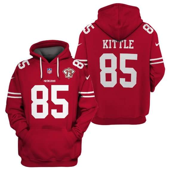 San Francisco 49ers #85 George Kittle 2021 75th Anniversary Alternate Pullover Hoodie - Zenithce