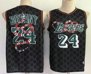 Los Angeles Lakers #24 Kobe Bryant Black Swingman Fashion Jersey - Zenithce
