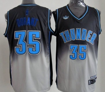 Oklahoma City Thunder #35 Kevin Durant Black/Gray Fadeaway Fashion Jersey - Zenithce