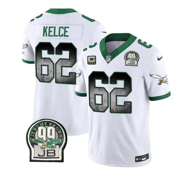 Philadelphia Eagles #62 Jason Kelce White 2023 F.U.S.E. With 4-Star C Patch Throwback Vapor Untouchable Limited Stitched Jersey - Zenithce