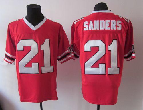 1992 Mitchell And Ness Falcons #21 Deion Sanders Red Throwback Stitched Jersey - Zenithce