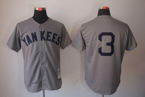 Mitchell And Ness 1929 Yankees #3 Babe Ruth Grey Throwback Stitched Jersey - Zenithce