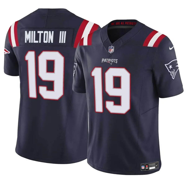 New England Patriots #19 Joe Milton III Navy 2024 F.U.S.E. Vapor Limited Stitched Jersey - Zenithce