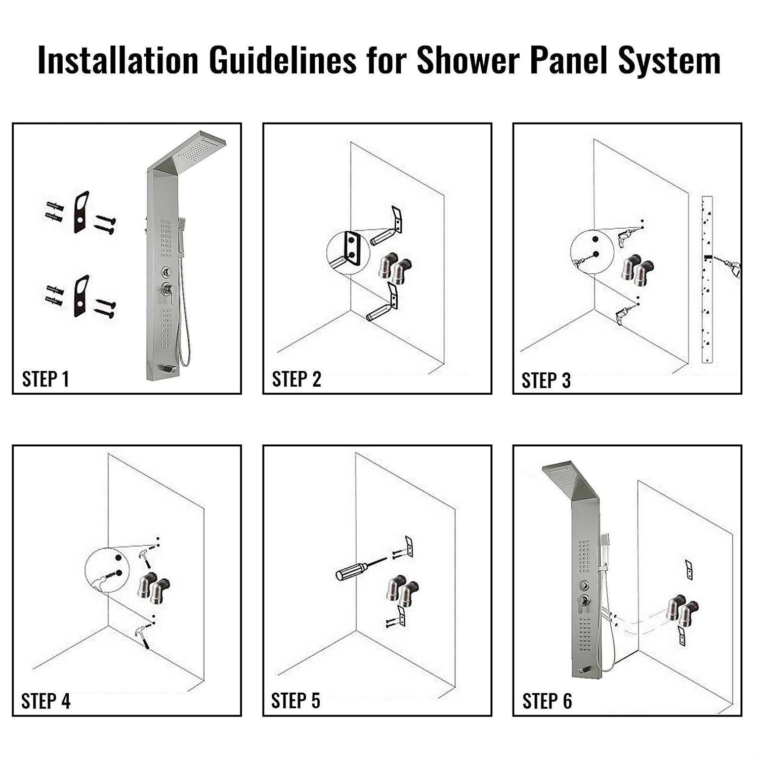 VEVOR Shower Panel Tower Rain Waterfall Massage Body System Jets 5in 1 Stainless Steel HSHS5HYFTHS000001V0 - Zenithce