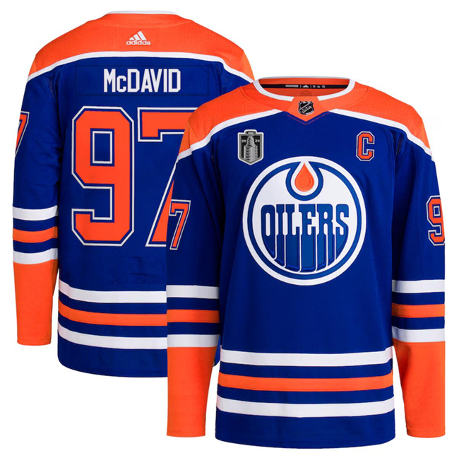 Edmonton Oilers #97 Connor McDavid Royal 2024 Stanley Cup Final Patch Stitched Jersey - Zenithce