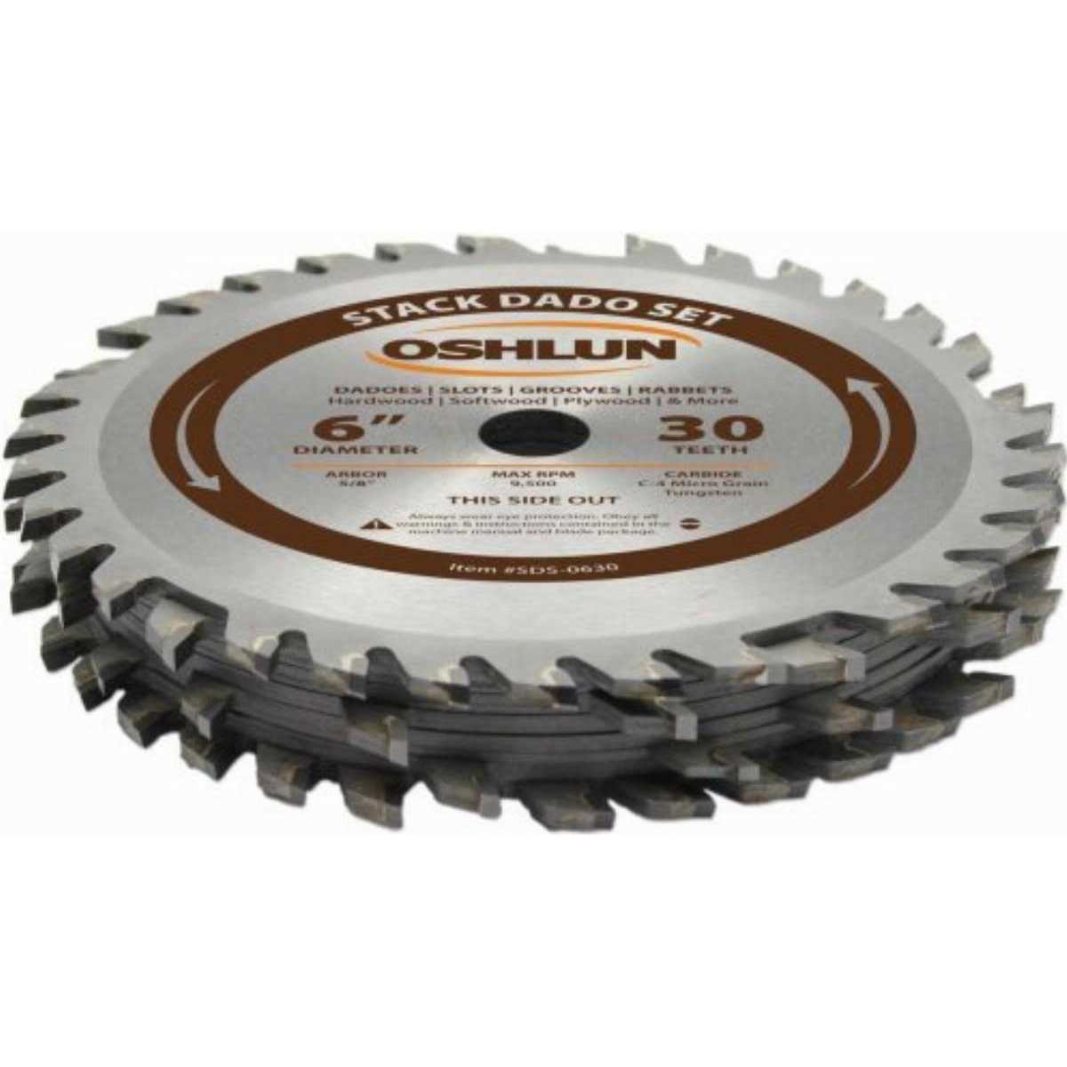 Oshlun Sds-0630 6-Inch 30 Tooth Stack Dado Set with 5/8-Inch Arbor - Zenithce