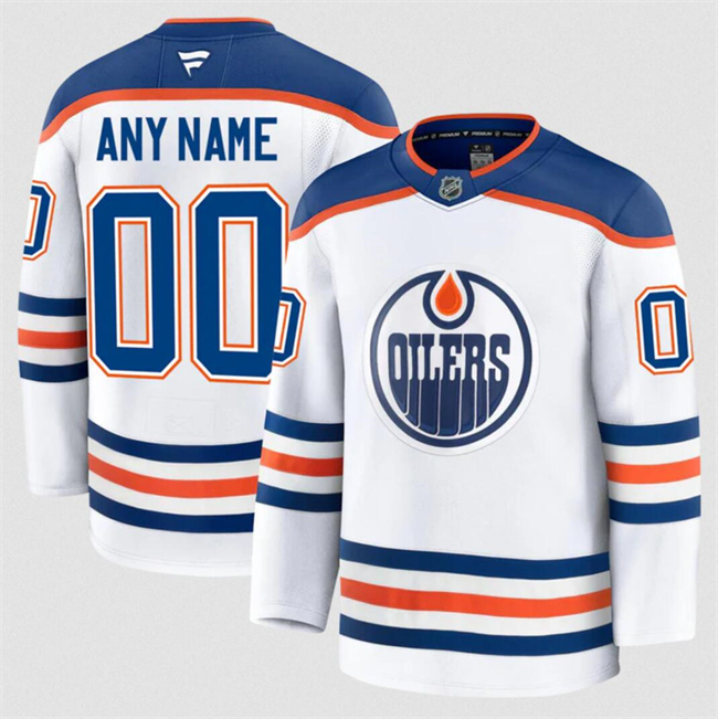 Edmonton Oilers Custom White 2024-25 Away Stitched Jersey - Zenithce
