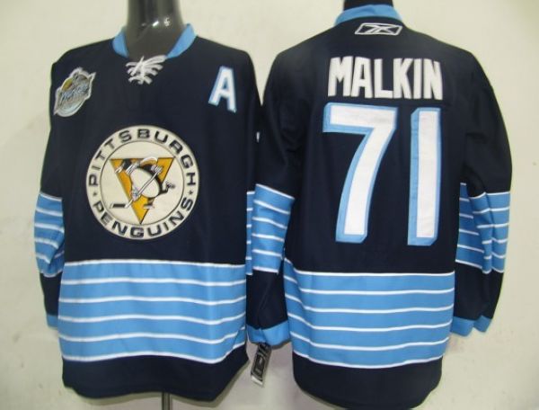 Penguins #71 Evgeni Malkin Stitched Dark BLue 2011 Winter Classic Vintage Jersey - Zenithce