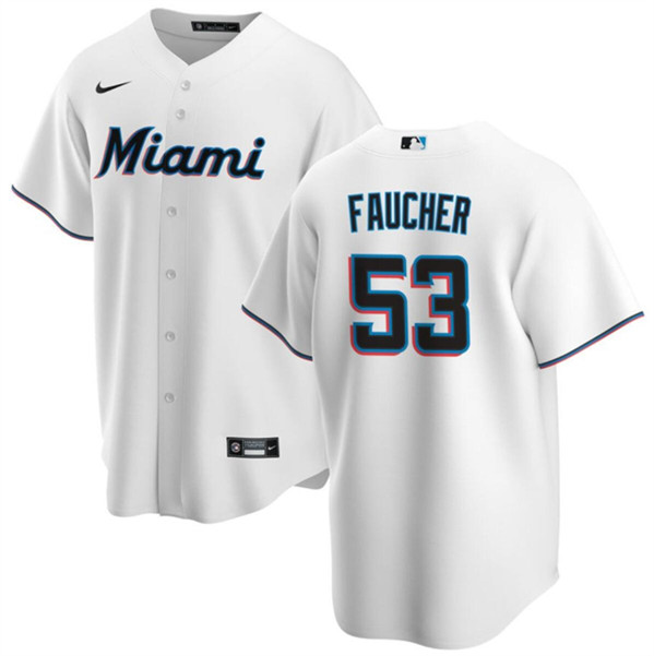 Miami Marlins #53 Calvin Faucher White Cool Base Stitched Jersey - Zenithce