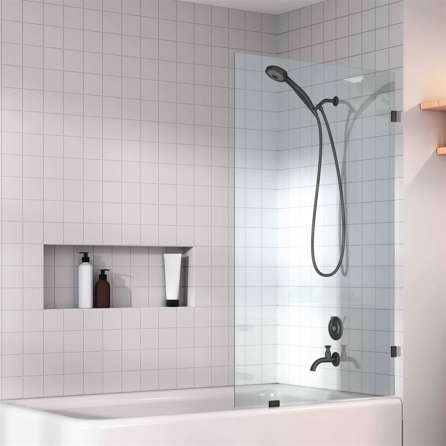Glass Warehouse 58.25 x Frameless Shower Bath Fixed Panel GW-BF-27.5 - Zenithce