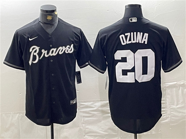 Atlanta Braves #20 Marcell Ozuna Black Cool Base Stitched Jersey - Zenithce