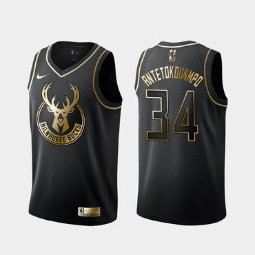 Bucks 34 Giannis Antetokounmpo Black Gold Swingman Jersey - Zenithce