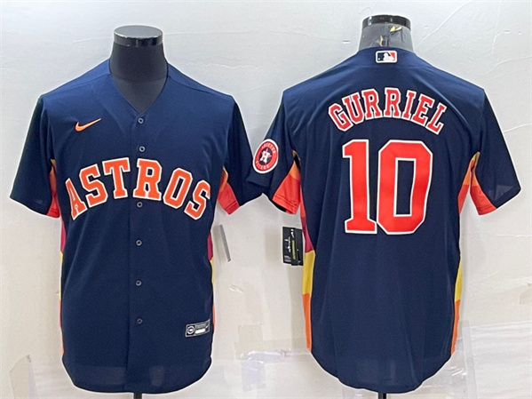 Houston Astros #10 Yuli Gurriel Navy With Patch Cool Base Stitched Jersey - Zenithce